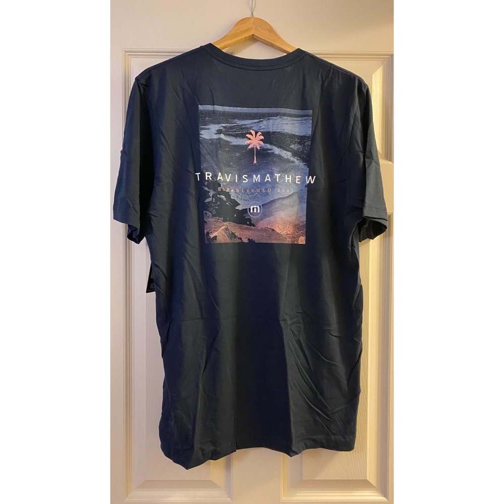 New NAVY Men's XL Travis Mathew On The Docks Total Eclipse Premium Tee Shirt - Picture 2 of 5